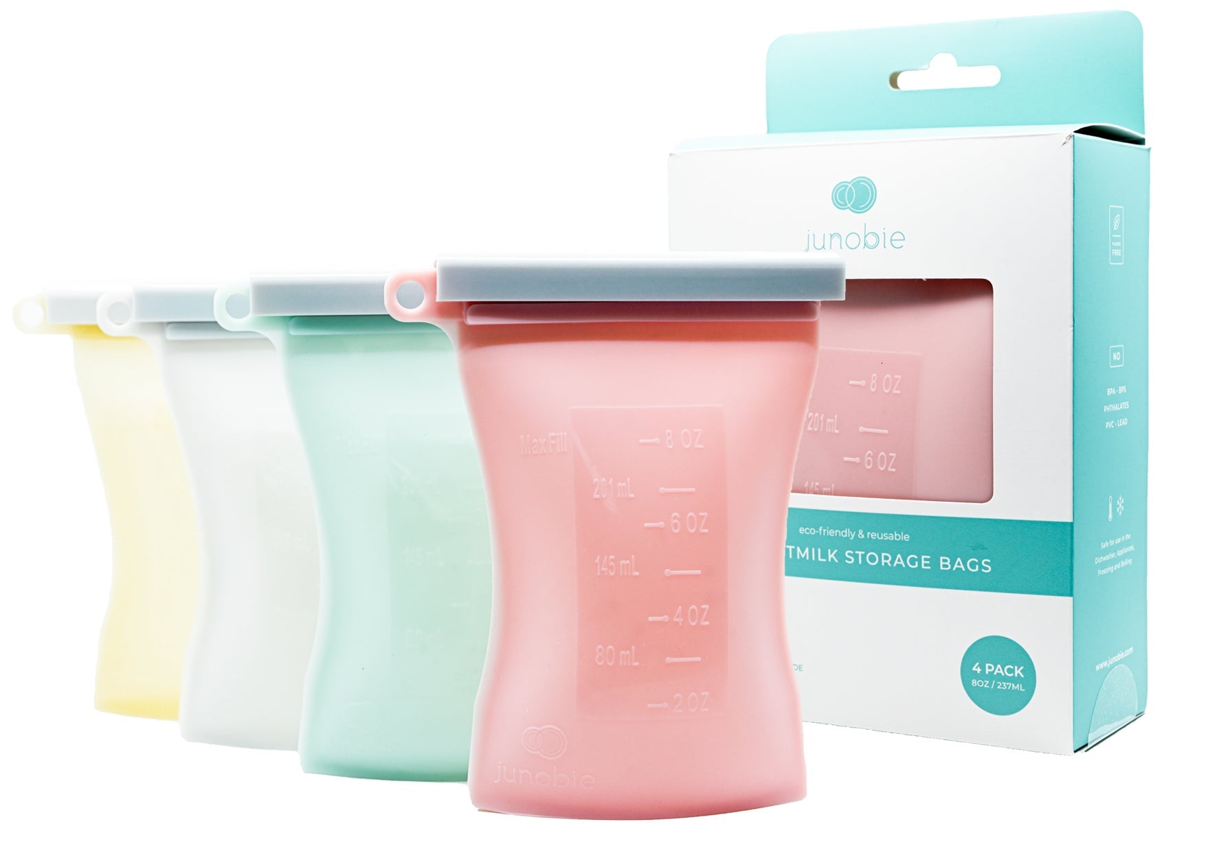 Junobie Reusable Milk & Snack Storage Bags — 4-Pack Bundle