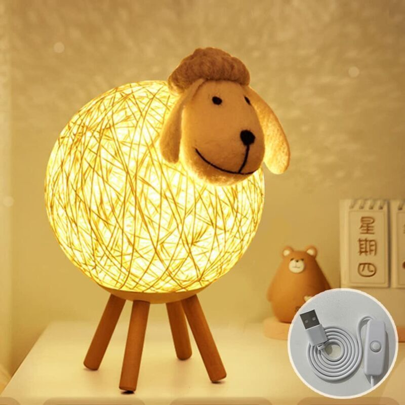 Rattan Sheep Night Light